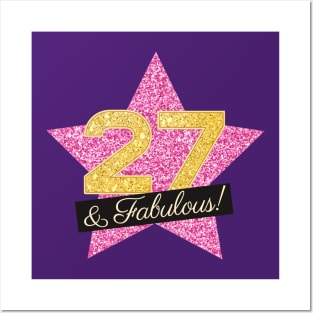 27th Birthday Gifts Women Fabulous - Pink Gold Posters and Art